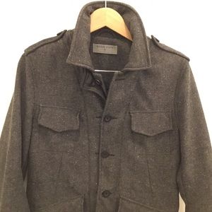 Rogue State men’s tweed military pea coat - S